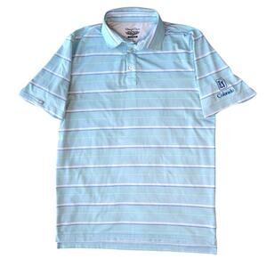 Straight Down Golf Polo Striped Blue Colorado TPC Men’s Small